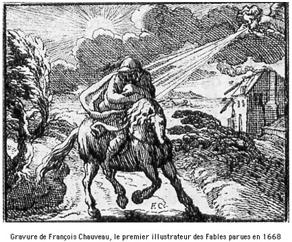 image gravure de premier illustrateur des fables de la fontaine en 1668